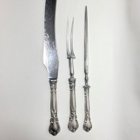 BIRKS Chantilly 3 Piece Carving Set Sterling Handles c1930s-1950s - Picture 5 of 12